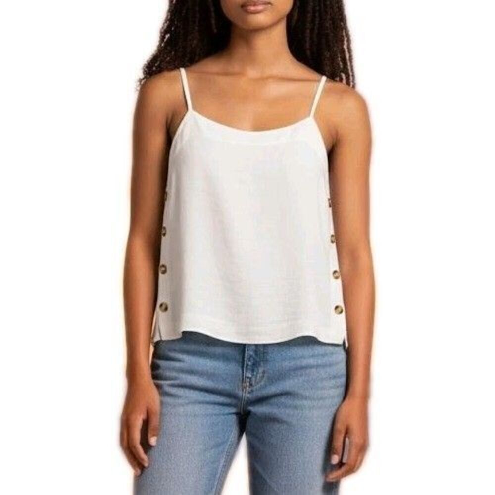 Mine for Anthropologie White Cami Large Button Accents Rayon Womens Size S